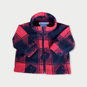 Columbia Infant Unisex Buffalo Plaid Zip-Up Fleece Sz 6mos - Warm & Cozy